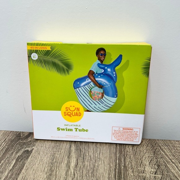 Sun Squad Other - Sun Squad Whale Inflatable Swim Tube Float 45" Pool Lake Raft Ring NEW